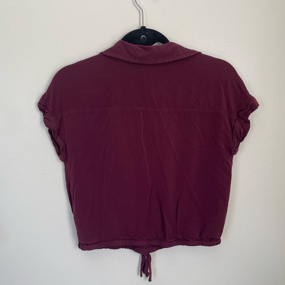 No Boundaries | Burgundy Buttoned Crop Top | Size Small - Picture 7 of 10